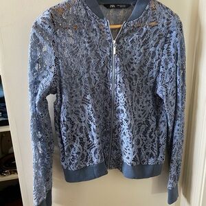 Zara Women's Lace Jacket in Blue
